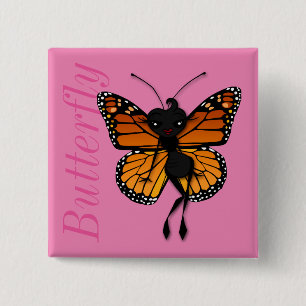 NIEDLICH MONARCH BUTTERFLY LADY SQUARE BUTTON