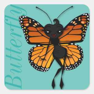 NIEDLICH MONARCH BUTTERFLY LADY SQUARE MATTE STICK QUADRATISCHER AUFKLEBER