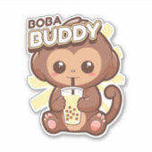 NIEDLICH MONKEY DRINKING BOBA TEA AUFKLEBER (Vorderseite)