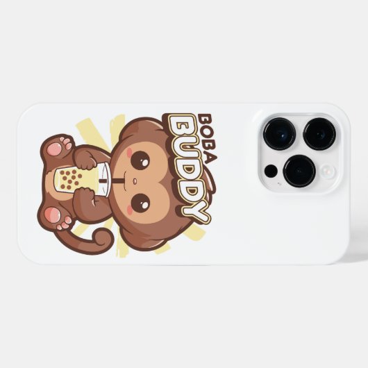 NIEDLICH MONKEY DRINKING BOBA TEA iPhone HÜLLE (Rückseite (Horizontal))