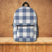 Niedlich Monogram Initials Blue Gingham Buffalo Ka Bedruckter Rucksack