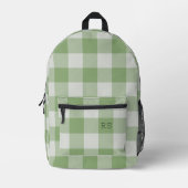 Niedlich Monogram Initials Green Gingham Buffalo K Bedruckter Rucksack (Vorderseite)