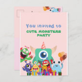 NIEDLICH MONSTER PARTY KINDERGEBURTSTAG Postkarte (Vorne/Hinten)