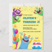Niedlich Monsters Kindergeburtstag Party Einladung (Vorderseite)