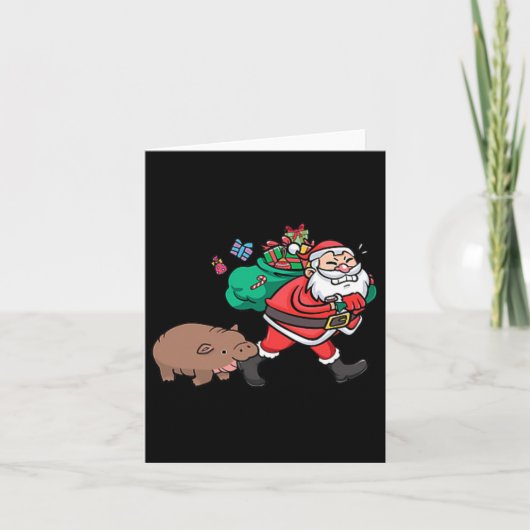 Niedlich Moo Deng & amp; Santa Ba Karte (Vorderseite)