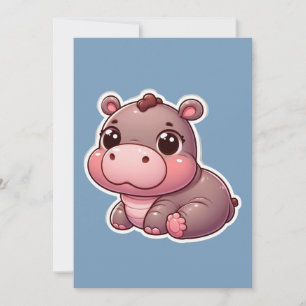 Niedlich Moo Deng Baby Hippo Feiertagskarte