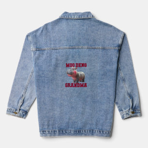 Niedlich MOO DENG GRANDMA Baby Hippo Granny Teache Jeansjacke