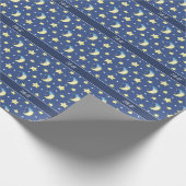 Niedlich Moon and Stars Muster Blue Baby Dusche Geschenkpapier (Ecke)
