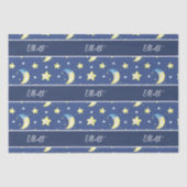Niedlich Moon and Stars Muster Blue Baby Dusche Seidenpapier (Vorderseite)