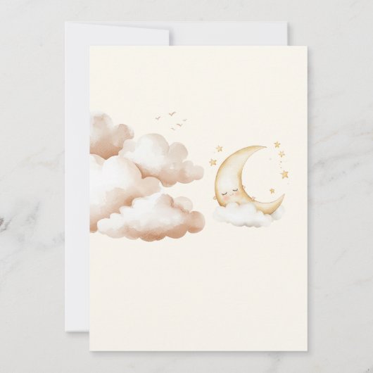 Niedlich Moon Boho Babydusche Einladung (Rückseite)