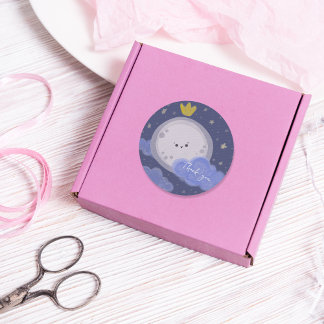 Niedlich Moon Kawaii Celestial Personalisiert Runder Aufkleber
