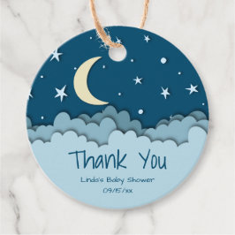 Niedlich Moon & Stars Dark Blue Danke Baby Dusche Geschenkanhänger