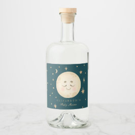 Niedlich Moon und Star Navy Babydusche Alkoholflaschenetikett