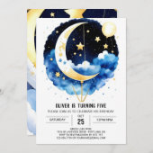 Niedlich Moonlit Sky Feier Geburtstag Einladung (Vorne/Hinten)