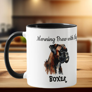 Niedlich ''Morning Brew'' Boxer braun personalisie Tasse
