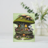 Niedlich Mossy Mushroom Fairy House Postkarte (Stehend Vorderseite)