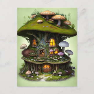 Niedlich Mossy Mushroom Fairy House Postkarte