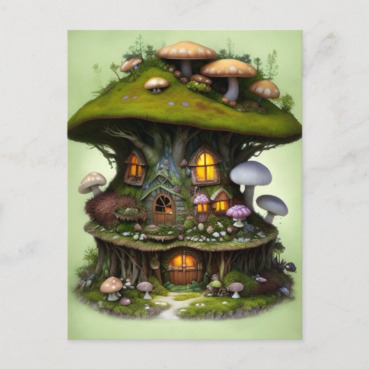 Niedlich Mossy Mushroom Fairy House Postkarte (Vorderseite)