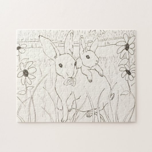 Niedlich Mother Baby Bunny Rabbits Puzzle (Horizontal)