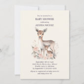 Niedlich Mother Baby Deer Baby Girl Dusche Einladung (Vorderseite)