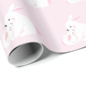 Niedlich Mother & Baby Girl Bunny | Rosa Geschenkpapier (Rolleneckpunkt)