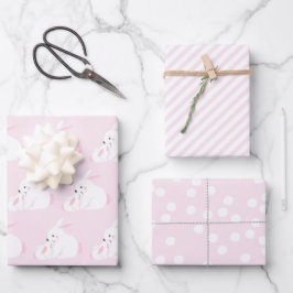 Niedlich Mother & Baby Girl Bunny | Rosa Geschenkpapier Set
