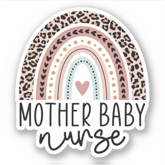 Niedlich Mother Baby Nurse Leopard Rainbow Aufkleber (Vorderseite)