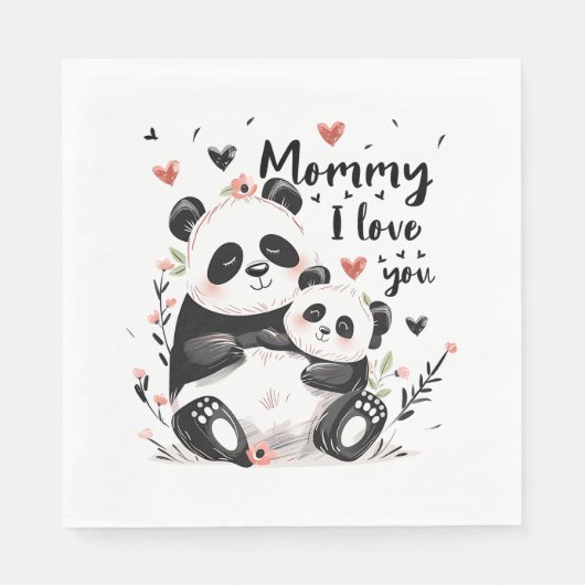 Niedlich Mother Baby Panda Serviette (Vorderseite)