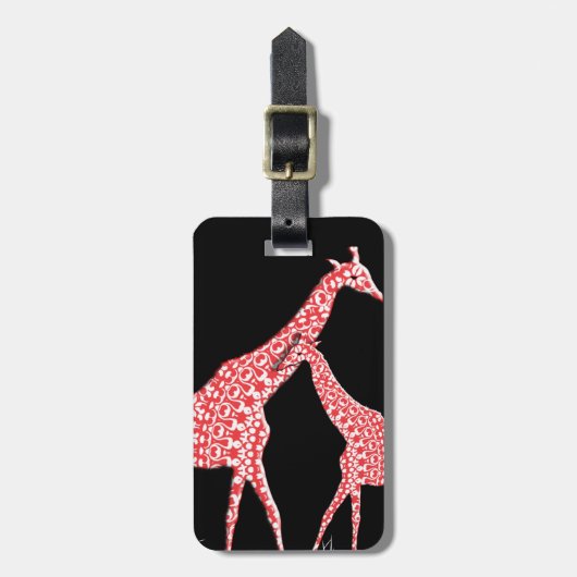 Niedlich Mother Baby Whimsical Pattern Giraffe Ora Gepäckanhänger (Vorderseite vertikal)