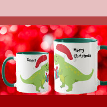 Niedlich Mother T-Rex gibt ihrem Baby Weihnachtsge