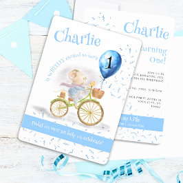 Niedlich Mouse Animal Bicycle Boy 1. Geburtstag Pa Einladung