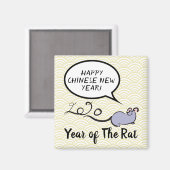 Niedlich Mouse Cartoon Lunar Rat Neujahr 2020 SqM Magnet (Vorderseite/Rückseite)