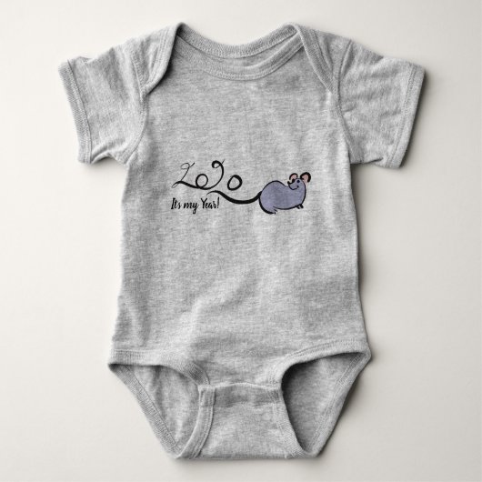 Niedlich Mouse Cartoon Rat Neujahr 2020 Bodysuit 2 Baby Strampler (Vorderseite)