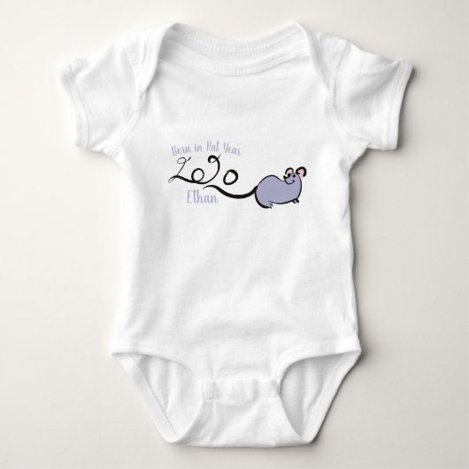 Niedlich Mouse Cartoon Rat Neujahr 2020 Name Bodys Baby Strampler (Vorderseite)