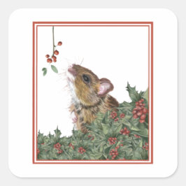 Niedlich Mouse Holly Mistletoe Stickers