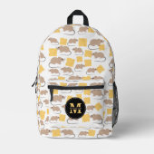 Niedlich Mouse Rodent Eating Cheese Pattern School Bedruckter Rucksack (Vorderseite)