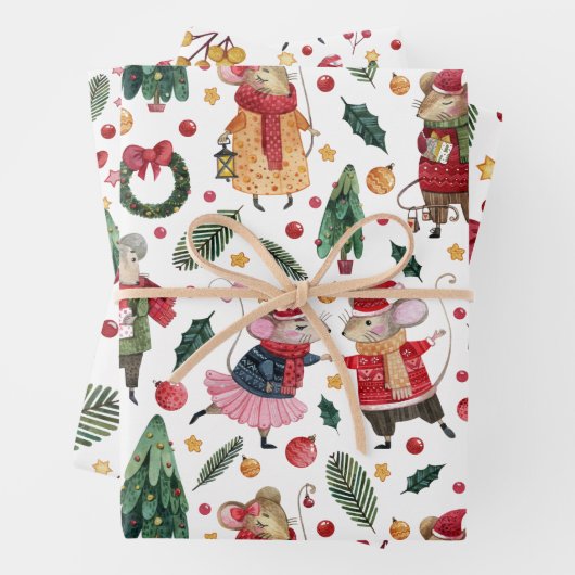 Niedlich Mouse Themed Christmas Patches Geschenkpapier Set (Beispiel)