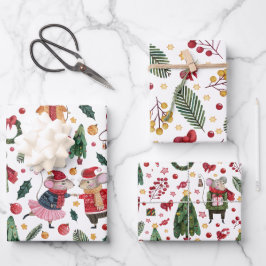 Niedlich Mouse Themed Christmas Patches Geschenkpapier Set