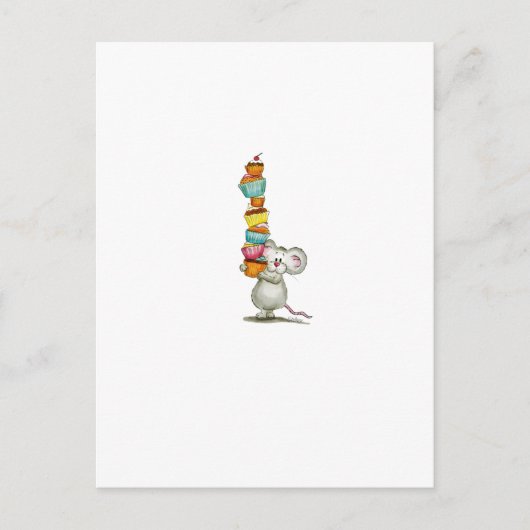 Niedlich Mouse trägt Cupcakes - von Gerda Steiner Postkarte (Vorderseite)