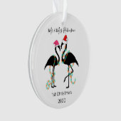 Niedlich Mr. & Mrs. | Flamingo | 1. Weihnachtsbaum Ornament (Vorderseite)