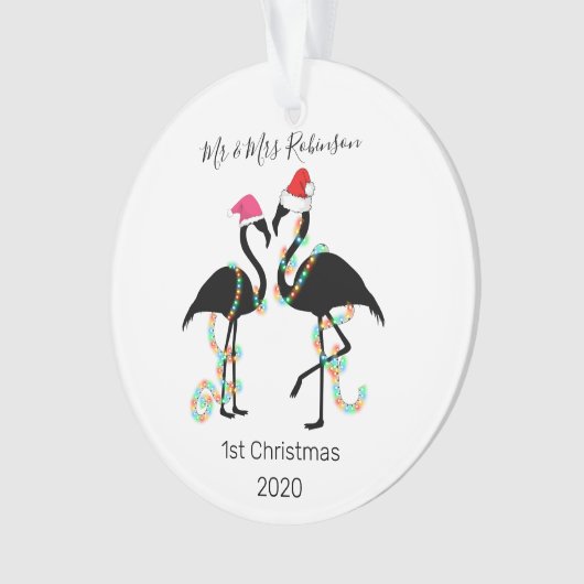 Niedlich Mr. & Mrs. | Flamingo | 1. Weihnachtsbaum Ornament (Vorderseite)