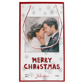 Niedlich Mr. & Mrs. Red Typografy Snowflake Foto X Kleine Geschenktüte (Rückseite)