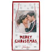 Niedlich Mr. & Mrs. Red Typografy Snowflake Foto X Kleine Geschenktüte (Vorderseite)