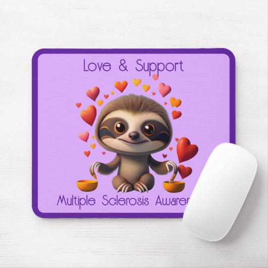 Niedlich MS Baby Sloth umgeben von ♥️ Mousepad (Mit Mouse)