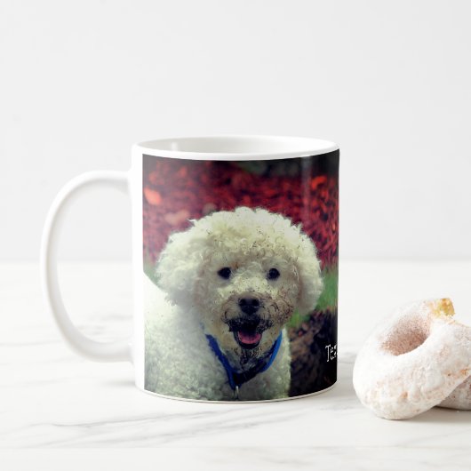 Niedlich Muddy Faced Poodle Personalisiert Kaffeetasse (Mit Donut)