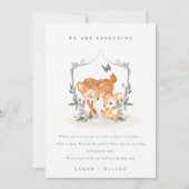 Niedlich Mum Deer Fawn Floral Wappen Kinderankündi Dankeskarte (Vorderseite)