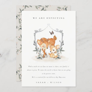 Niedlich Mum Deer Fawn Floral Wappen Kinderankündi Dankeskarte