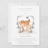 Niedlich Mum Deer Fawn Floral Wappen Kinderdusche Dankeskarte (Vorderseite)