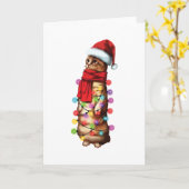 Niedlich Munchkin Cat Lover Weihnachten Weihnachte Karte (Gelbe Blume)