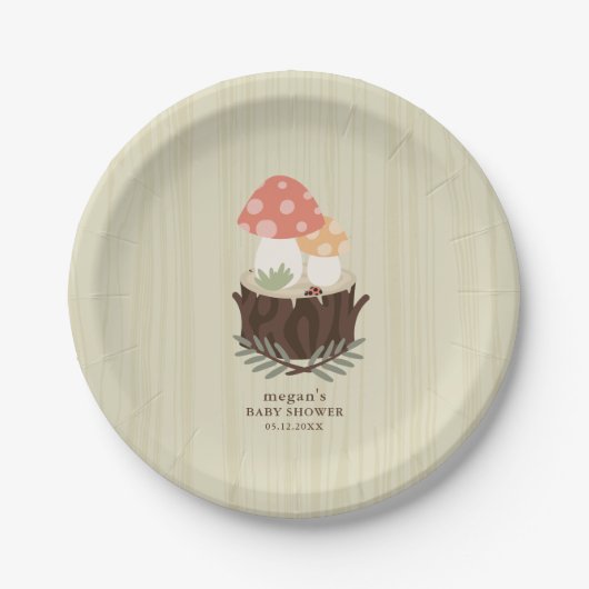 Niedlich Mushroom Baby Dusche Napkin Pappteller (Vorderseite)